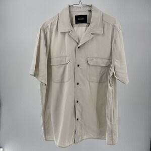 Deus Ex Machina Shirt Mens XL Kingpin SS Button Front Beige Casual Motorcycle
